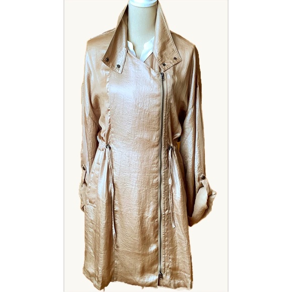 Anthropologie Jackets & Blazers - ANTHROPOLOGIE Champagne Satin Trench Coat Size L